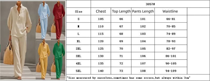 Women's Batwing Sleeve Linen Cotton Two-Piece Set – Casual Shirt & Wide Leg Pants Outfit