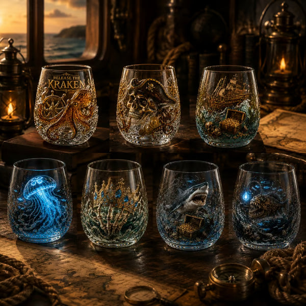 🔥Release The Kraken Pirate Glass Collection🏴☠️ — 3-Piece Legendary Ocean Treasure Set