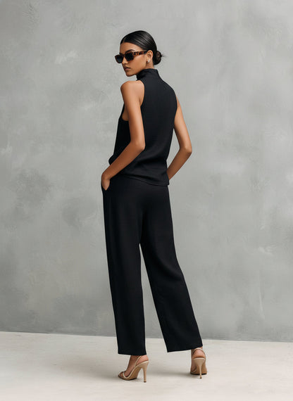 ✨Black Cotton-Linen Two-Piece Set