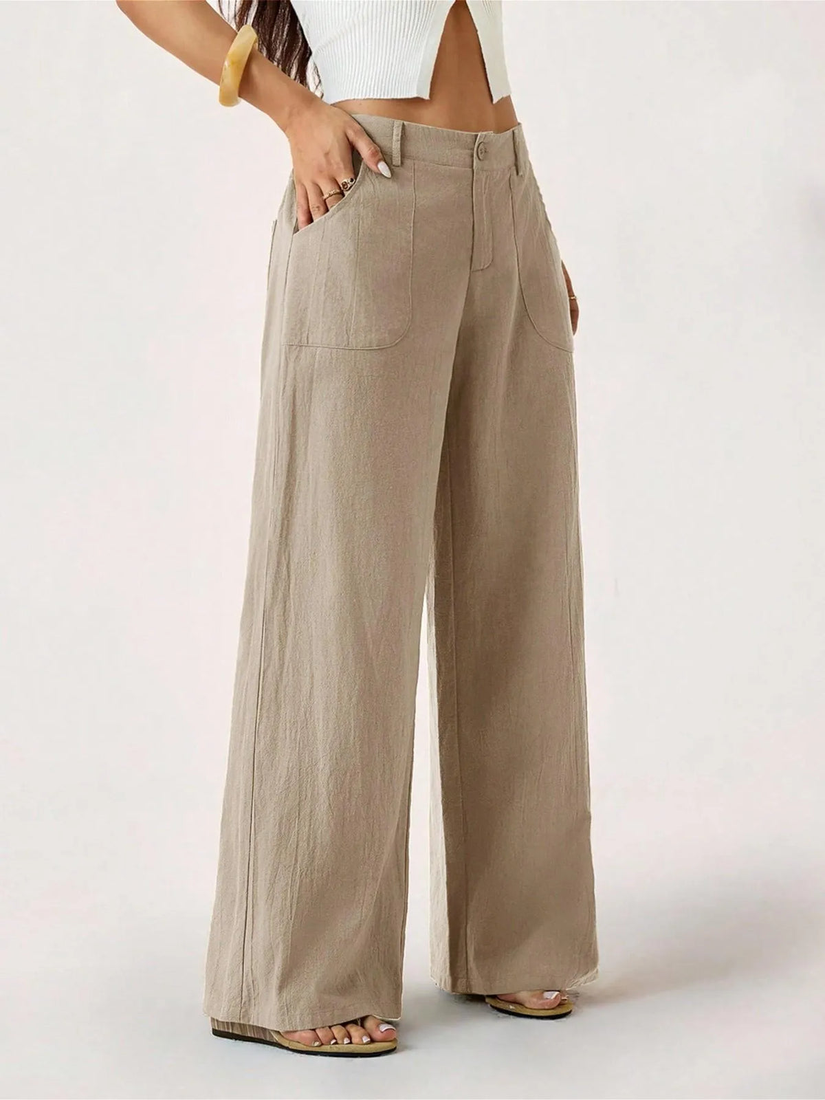 ✨Bestseller👖Women's High Waist Cotton Linen Wide Leg Pants