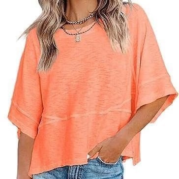 Panel Solid Color Flared Sleeve T-Shirt