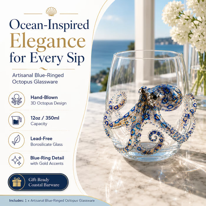 🔥Summer Sale-🌊Blue Ringed Octopus Handcrafted Glassware（Free Shipping on 2+ Items）