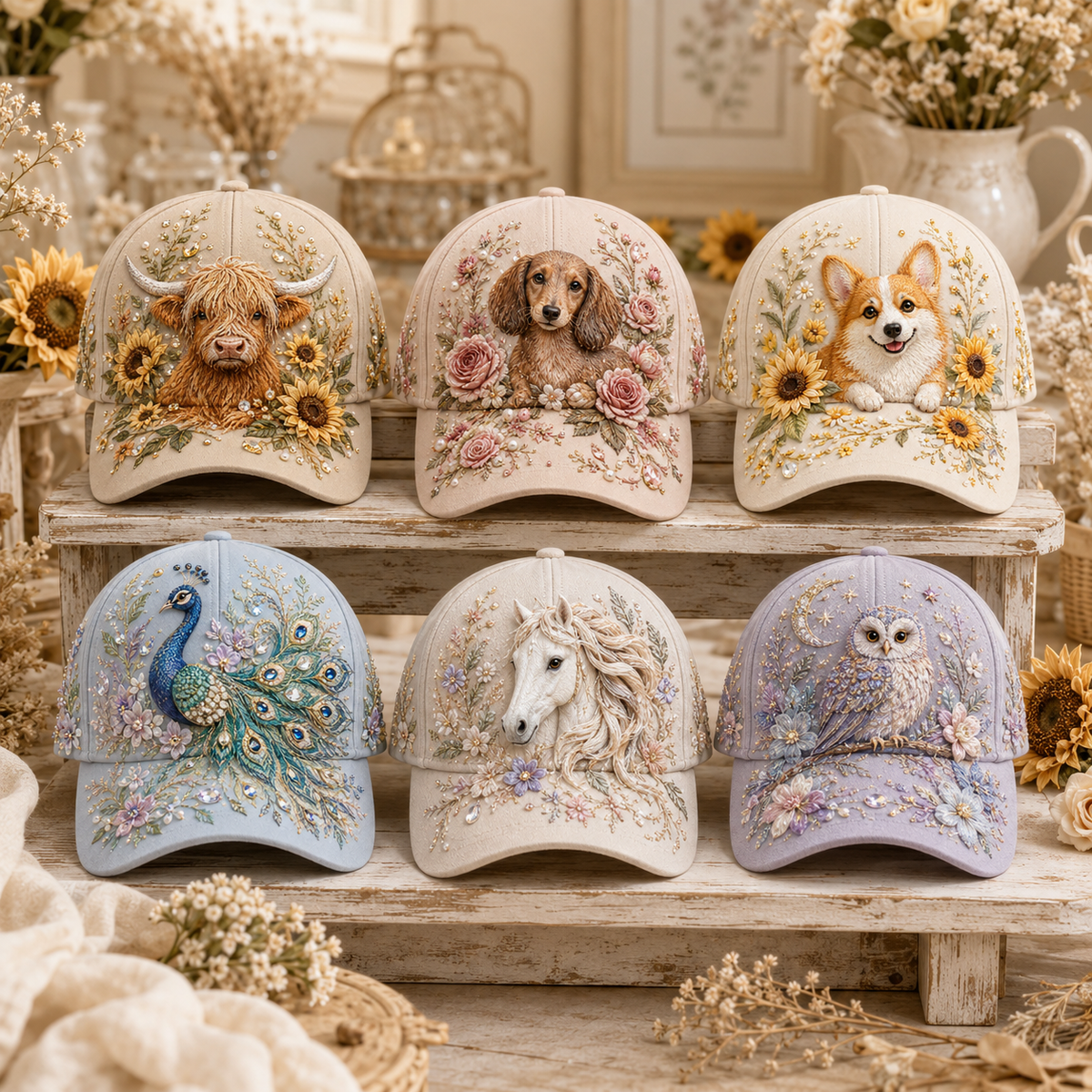 🎁Perfect Present for Cowgirls🐎Rustic Horse 3D Embroidery Floral Western Hat