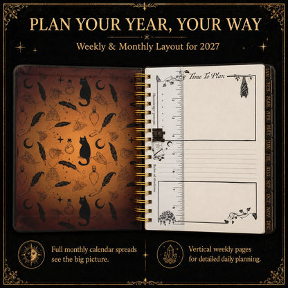 ✍️📕Waiting for the Night: The Witching Hour 2027 Weekly Planner🖤Gothic Romance & Practical Magic for the Year Ahead.