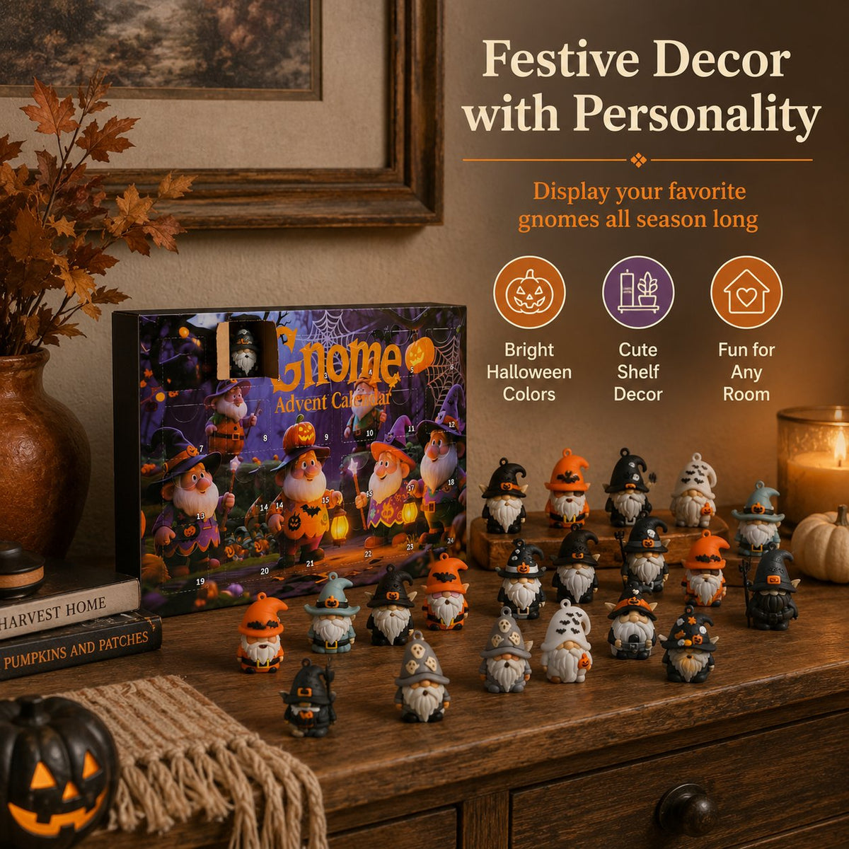 🎃 Last Day 49% OFF - 24 Days of Halloween Gnome Surprise Figures Advent Calendar Box