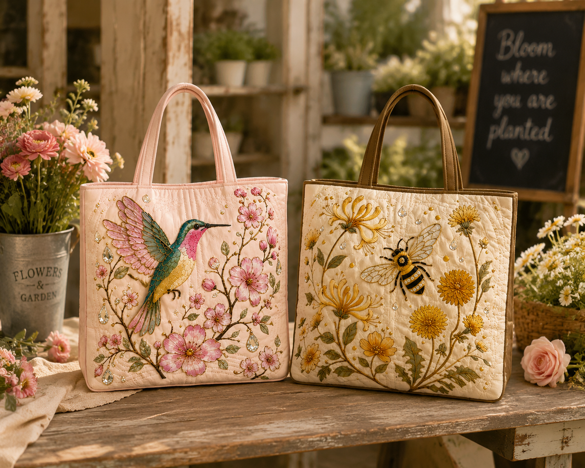 🔥LAST DAY 49% OFF - 👜 Garden Blessings Quilted Tote Bag Collection