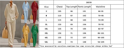 Women's Batwing Sleeve Linen Cotton Two-Piece Set – Casual Shirt & Wide Leg Pants Outfit