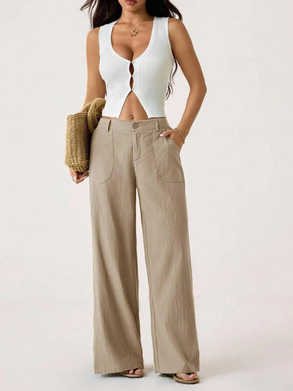✨Bestseller👖Women's High Waist Cotton Linen Wide Leg Pants