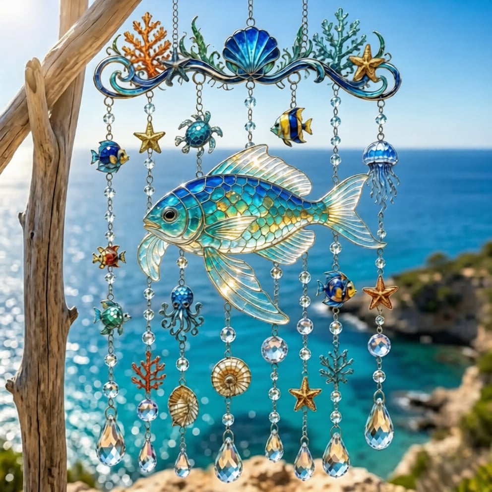 🐋 Ocean-Themed Wind Chime – Bring the Ocean Glow to Your Garden (📦Buy 2 Free Shipping)