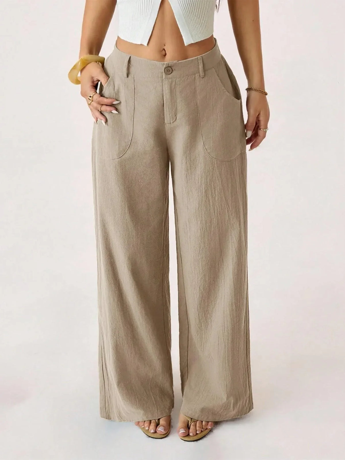 ✨Bestseller👖Women's High Waist Cotton Linen Wide Leg Pants