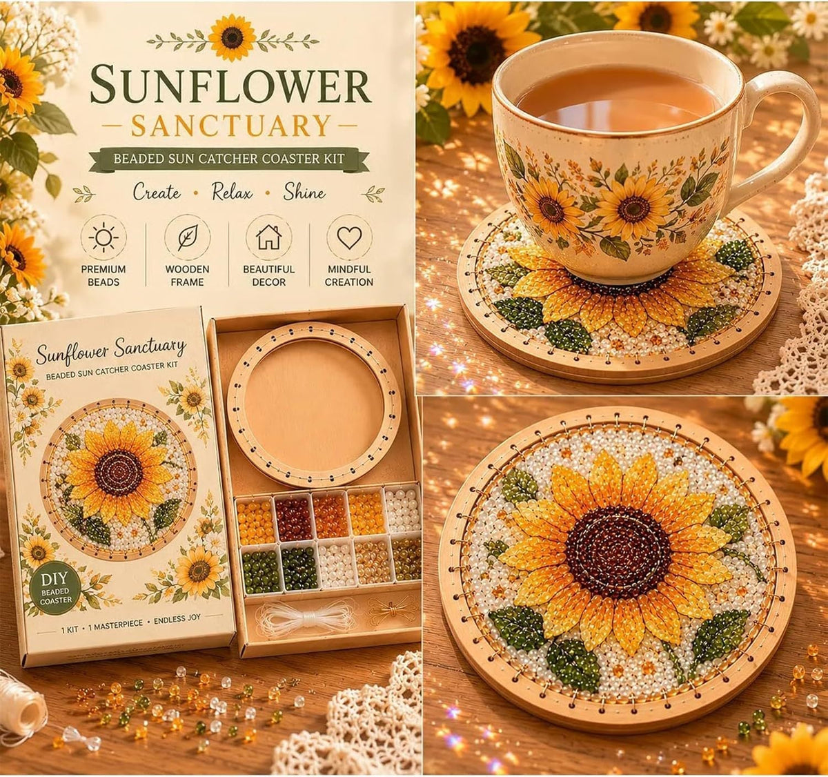 ✨Handcrafted Beaded Coaster Kit Collection - Create Beautiful Coasters Inspired by Nature