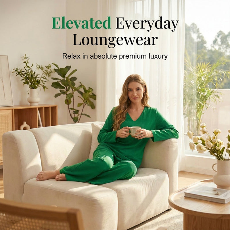 🍀🍀 NEW! Women's V-Neck Lounge Set with Wide-Leg Pants