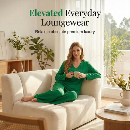 🍀🍀 NEW! Women's V-Neck Lounge Set with Wide-Leg Pants