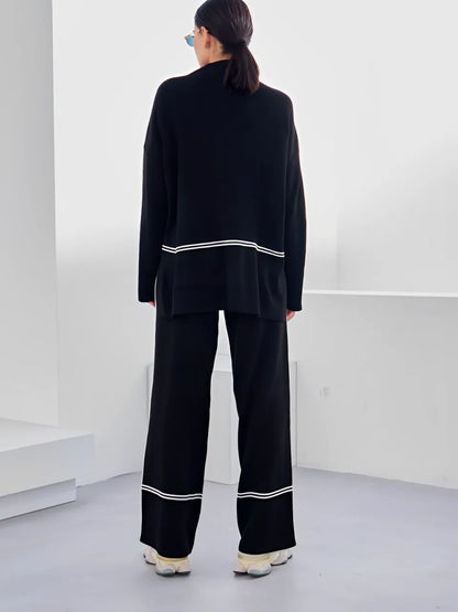 🔥Free shipping on a single 🔥itemKnit Set with High-Neck Mullet Sweater and Comfortable Pants