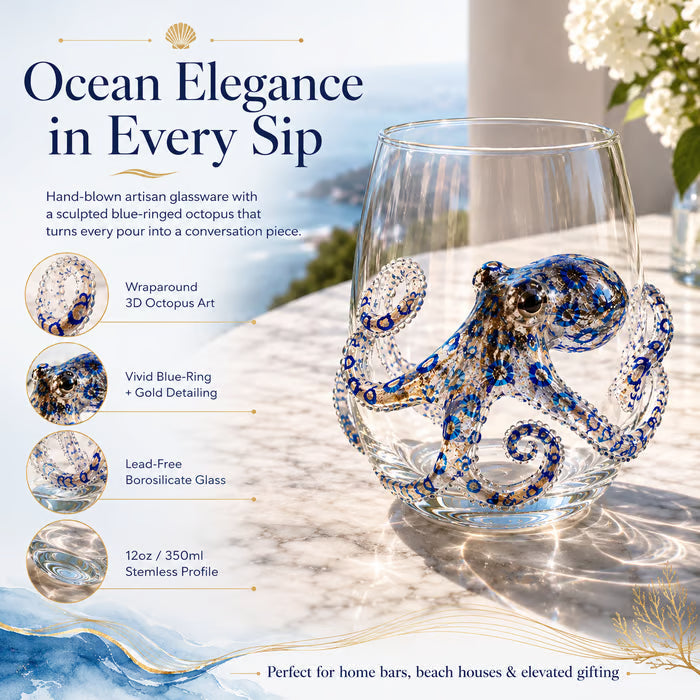 🔥Summer Sale-🌊Blue Ringed Octopus Handcrafted Glassware（Free Shipping on 2+ Items）