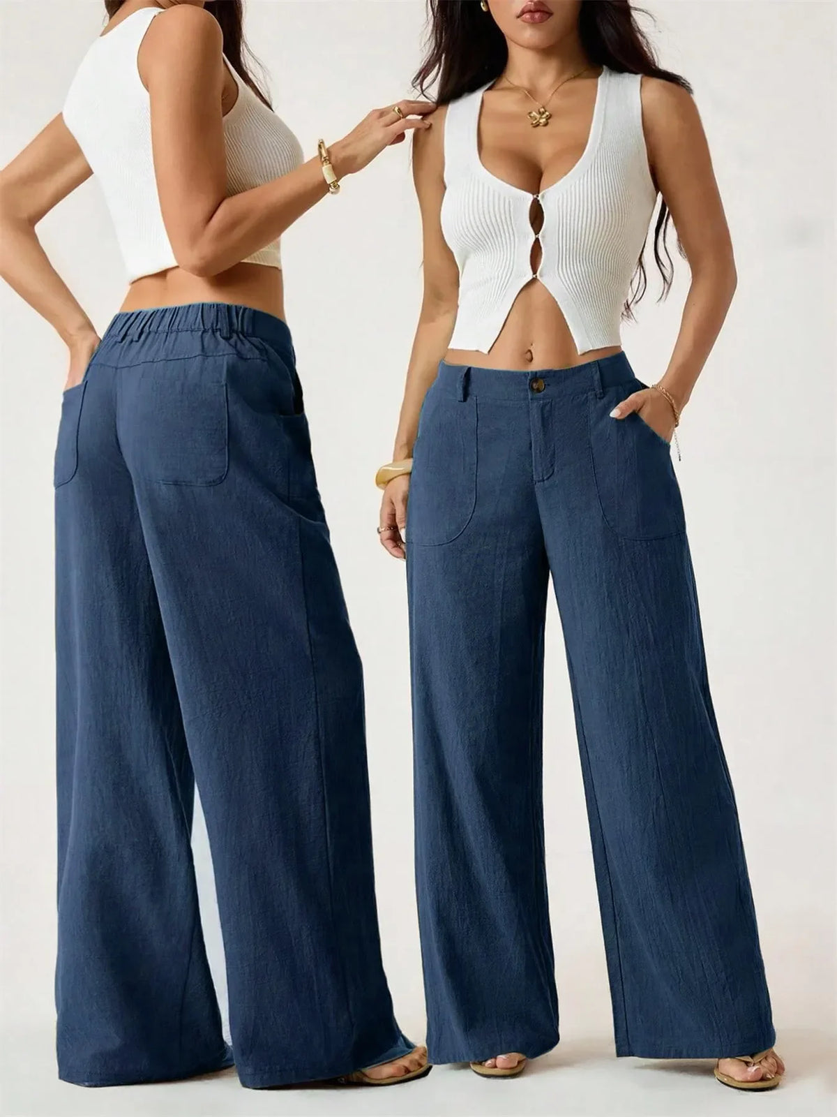 ✨Bestseller👖Women's High Waist Cotton Linen Wide Leg Pants