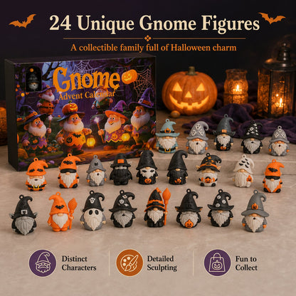 🎃 Last Day 49% OFF - 24 Days of Halloween Gnome Surprise Figures Advent Calendar Box