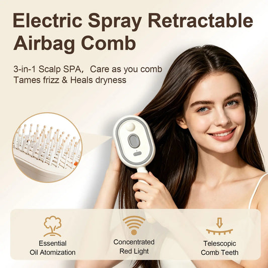 🎊 Essential Oil Mist Comb, Anti-Tangle Electric Massage Brush🎊