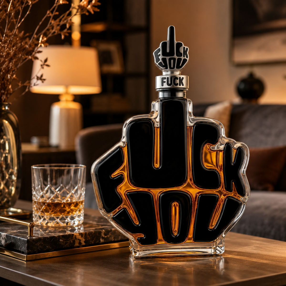 Novelty Middle Finger Whiskey Decanter Set