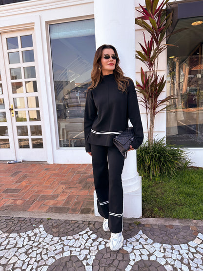 🔥Free shipping on a single 🔥itemKnit Set with High-Neck Mullet Sweater and Comfortable Pants
