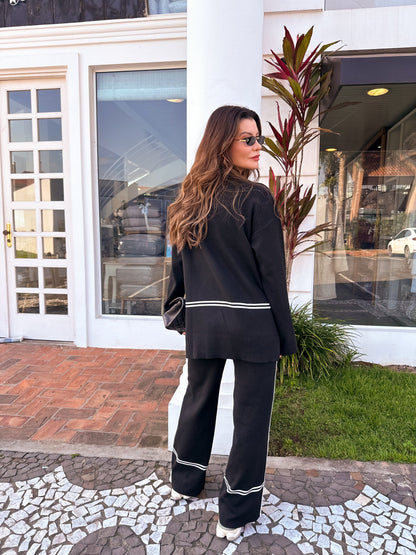 🔥Free shipping on a single 🔥itemKnit Set with High-Neck Mullet Sweater and Comfortable Pants