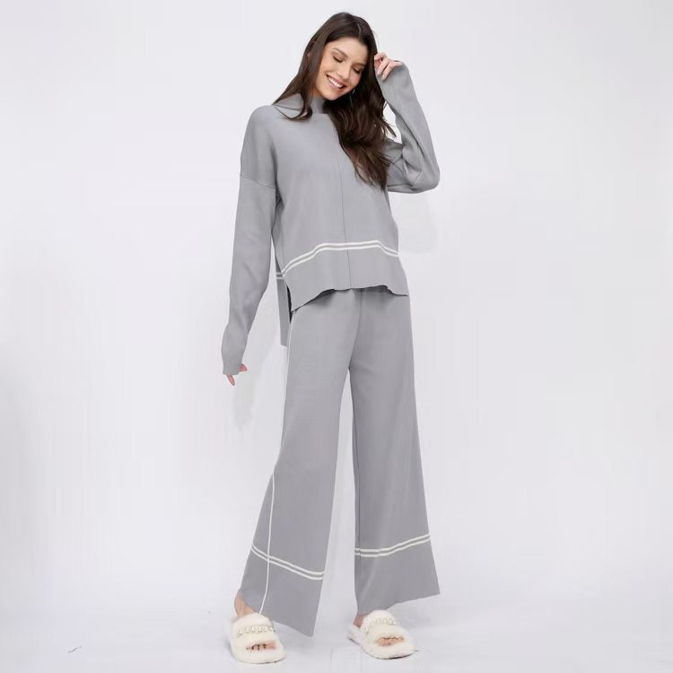 🔥Free shipping on a single 🔥itemKnit Set with High-Neck Mullet Sweater and Comfortable Pants