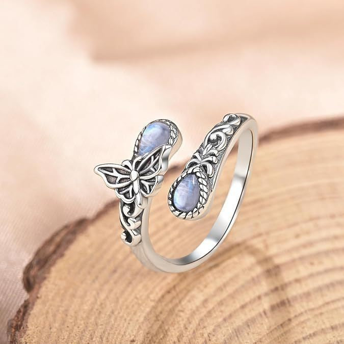 💥 BUT 2 GET 10% OFF 💥Moonstone Bloom Ring | Vintage Style • Adjustable Fit • Timeless Elegance