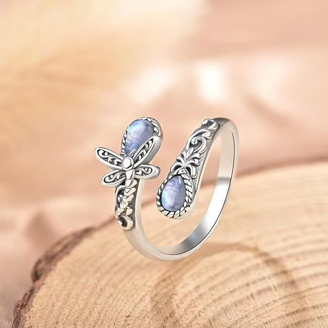 💥 BUT 2 GET 10% OFF 💥Moonstone Bloom Ring | Vintage Style • Adjustable Fit • Timeless Elegance