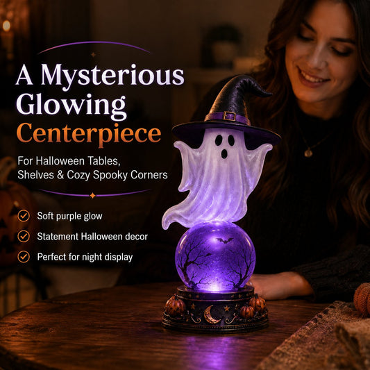 🎃Halloween Raven Crystal Ball Lighted Decor👻