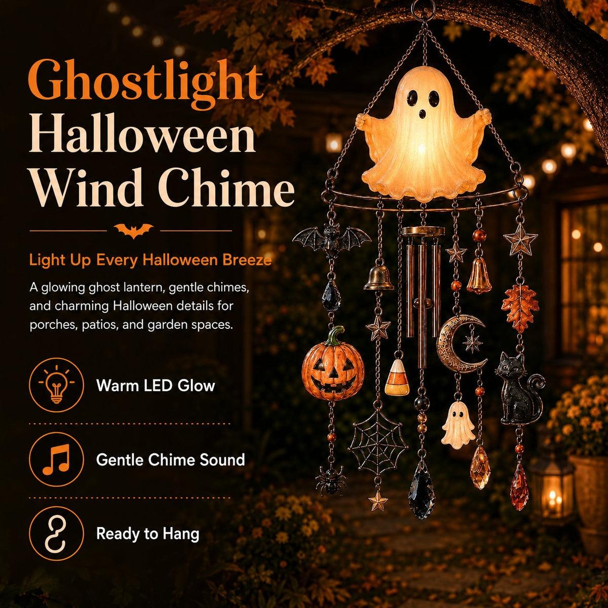 🔥 New Arrival Launch Sale - 50% OFF —👻 Haunted Glow Ghost Wind Chime