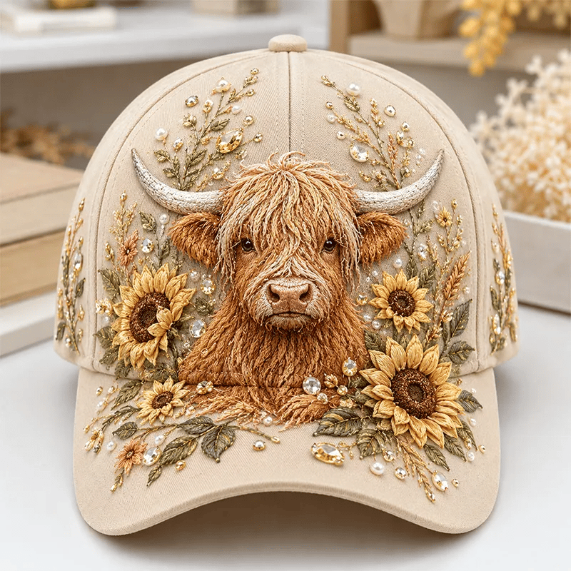 🐂3D Highland Cow Embroidery Cap🧢(Breathable & Lightweight Comfort & Unisex Fit)