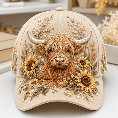 🐂3D Highland Cow Embroidery Cap🧢(Breathable & Lightweight Comfort & Unisex Fit)