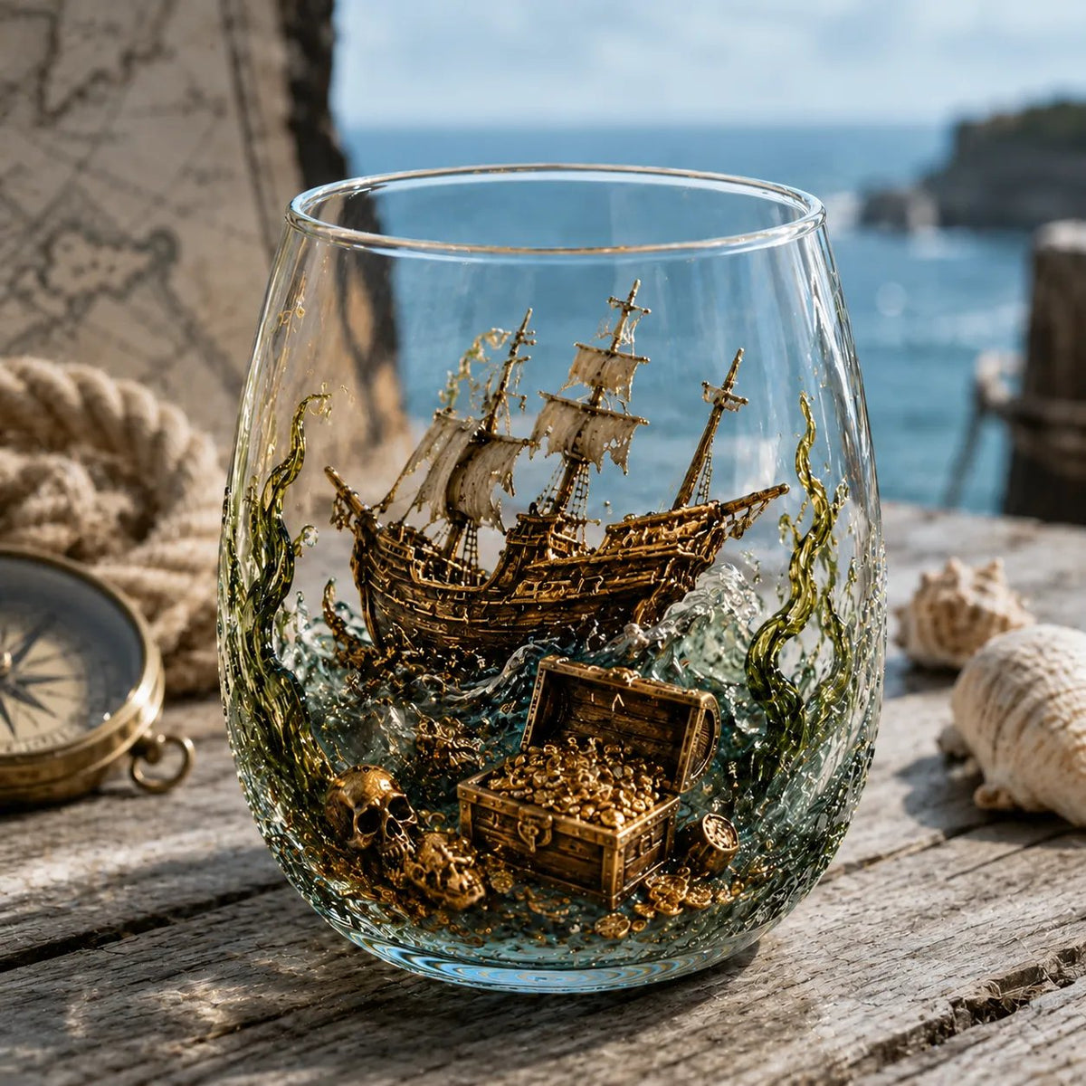 🔥Release The Kraken Pirate Glass Collection🏴‍☠️ — 3-Piece Legendary Ocean Treasure Set