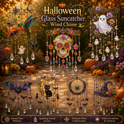🔥 New Arrival Launch Sale - 50% OFF —Halloween Glass Suncatcher Wind Chime