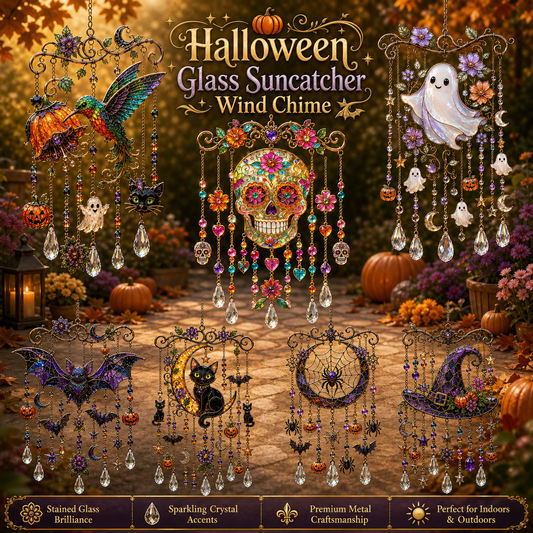 🔥 New Arrival Launch Sale - 50% OFF —Halloween Glass Suncatcher Wind Chime