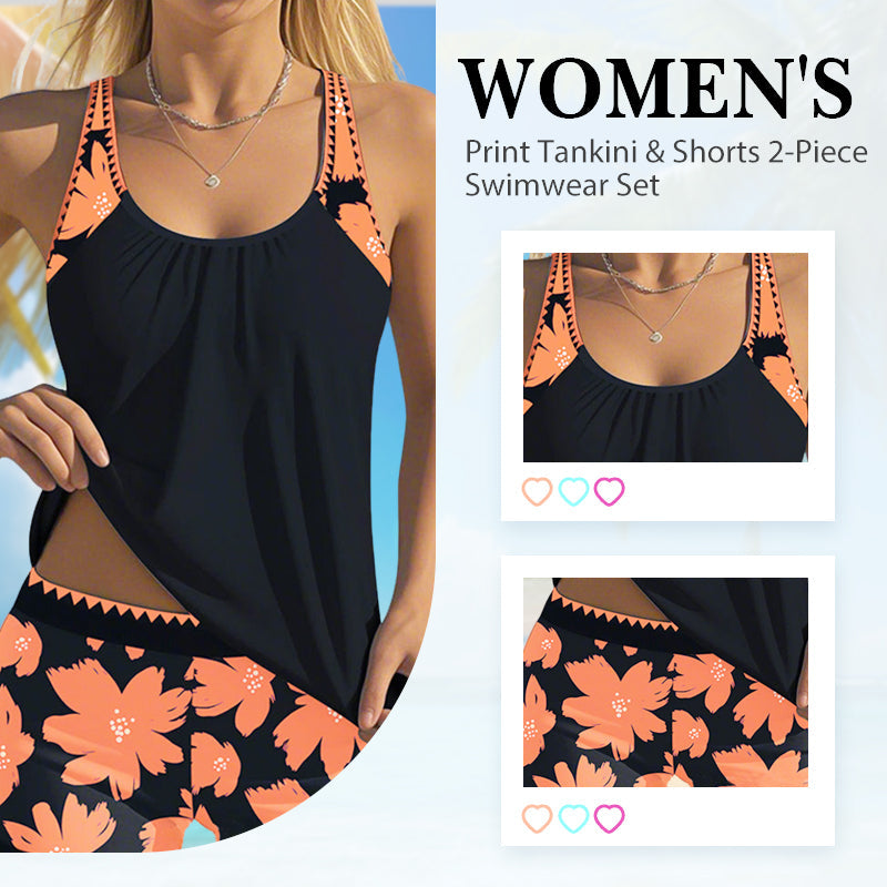 🎉 2026 Sale — Over 50,000 Sold!👙Women's Print Tankini & Shorts 2-Piece Swimwear Set