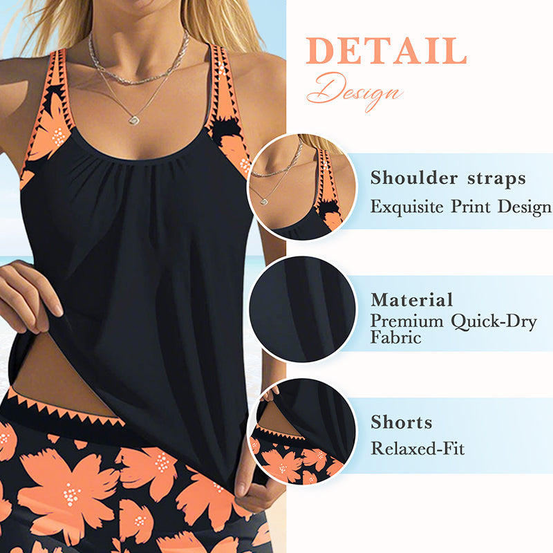 🎉 2026 Sale — Over 50,000 Sold!👙Women's Print Tankini & Shorts 2-Piece Swimwear Set