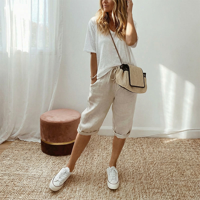 ✨Women's Casual Cotton & Linen Cropped Pants