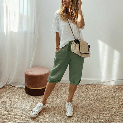 ✨Women's Casual Cotton & Linen Cropped Pants
