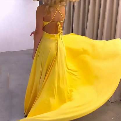 ✨2026 New Arrivals 50% OFF💥V-Neck Spaghetti Strap High Slit Maxi Dress – Flowy Fabric, Elegant Fit & Perfect for Summer Evenings 💃