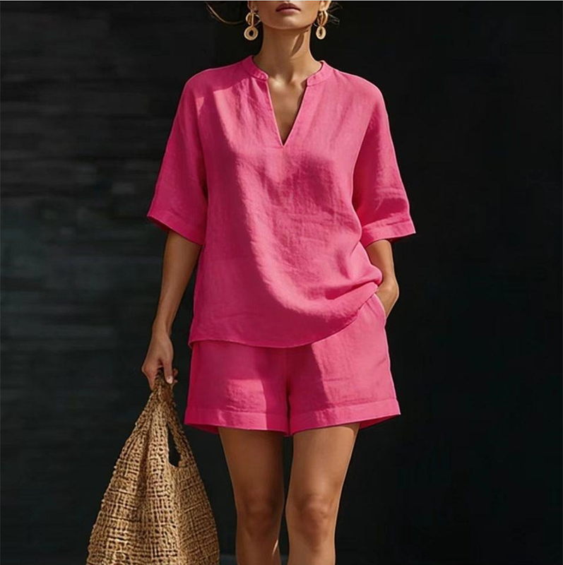 🌿🌿Women's Casual V-Neck Two-Piece Short Set
