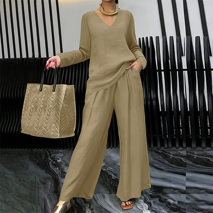 🍀🍀 NEW! Women's V-Neck Lounge Set with Wide-Leg Pants