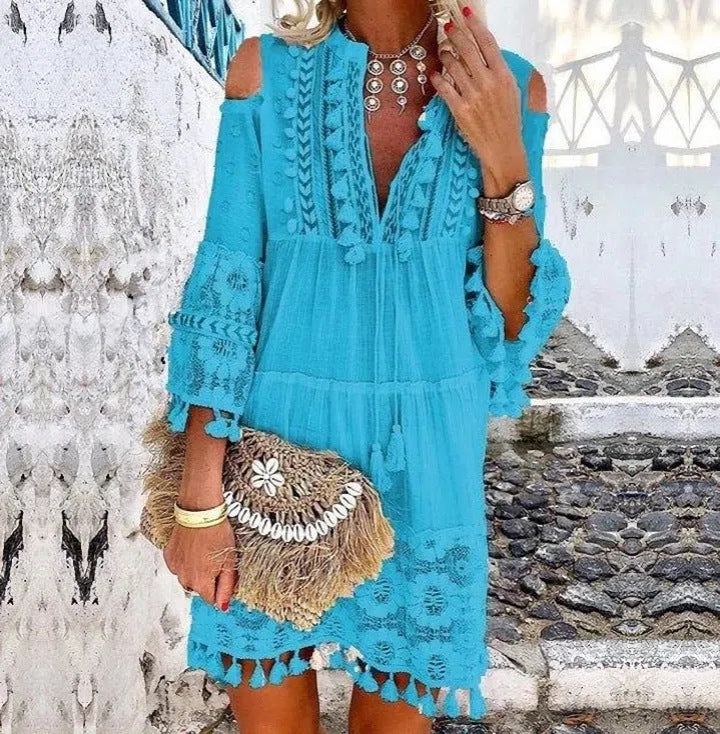 ✨Women's Loose Cotton Linen Embroidered Dress👗