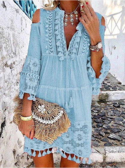 ✨Women's Loose Cotton Linen Embroidered Dress👗