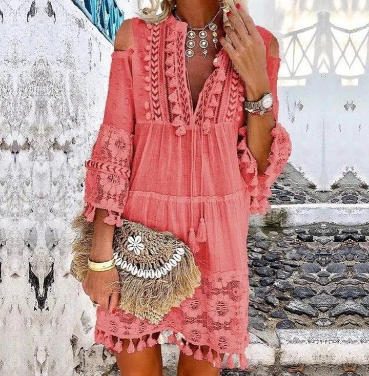 ✨Women's Loose Cotton Linen Embroidered Dress👗