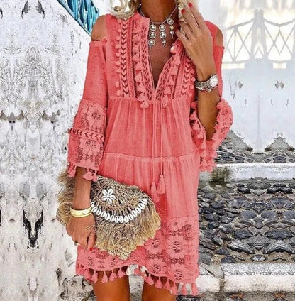 ✨Women's Loose Cotton Linen Embroidered Dress👗