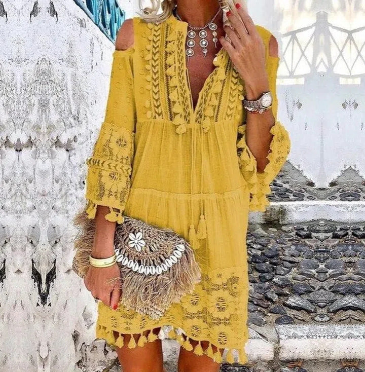 ✨Women's Loose Cotton Linen Embroidered Dress👗