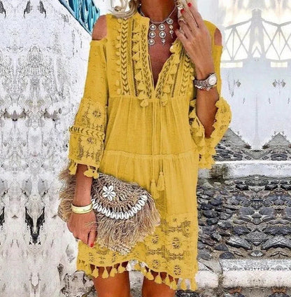 ✨Women's Loose Cotton Linen Embroidered Dress👗