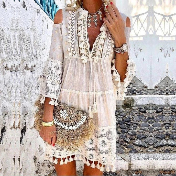 ✨Women's Loose Cotton Linen Embroidered Dress👗