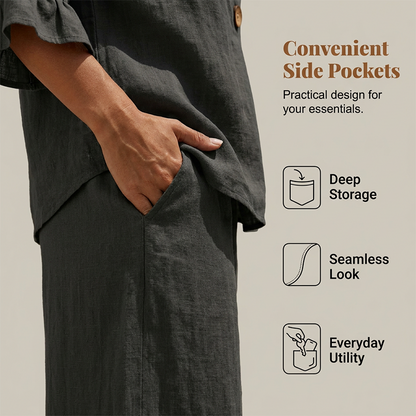 👚👖 Women's Ruffled Top and Wide-Leg Pants Set – Elegant and Comfortable✨